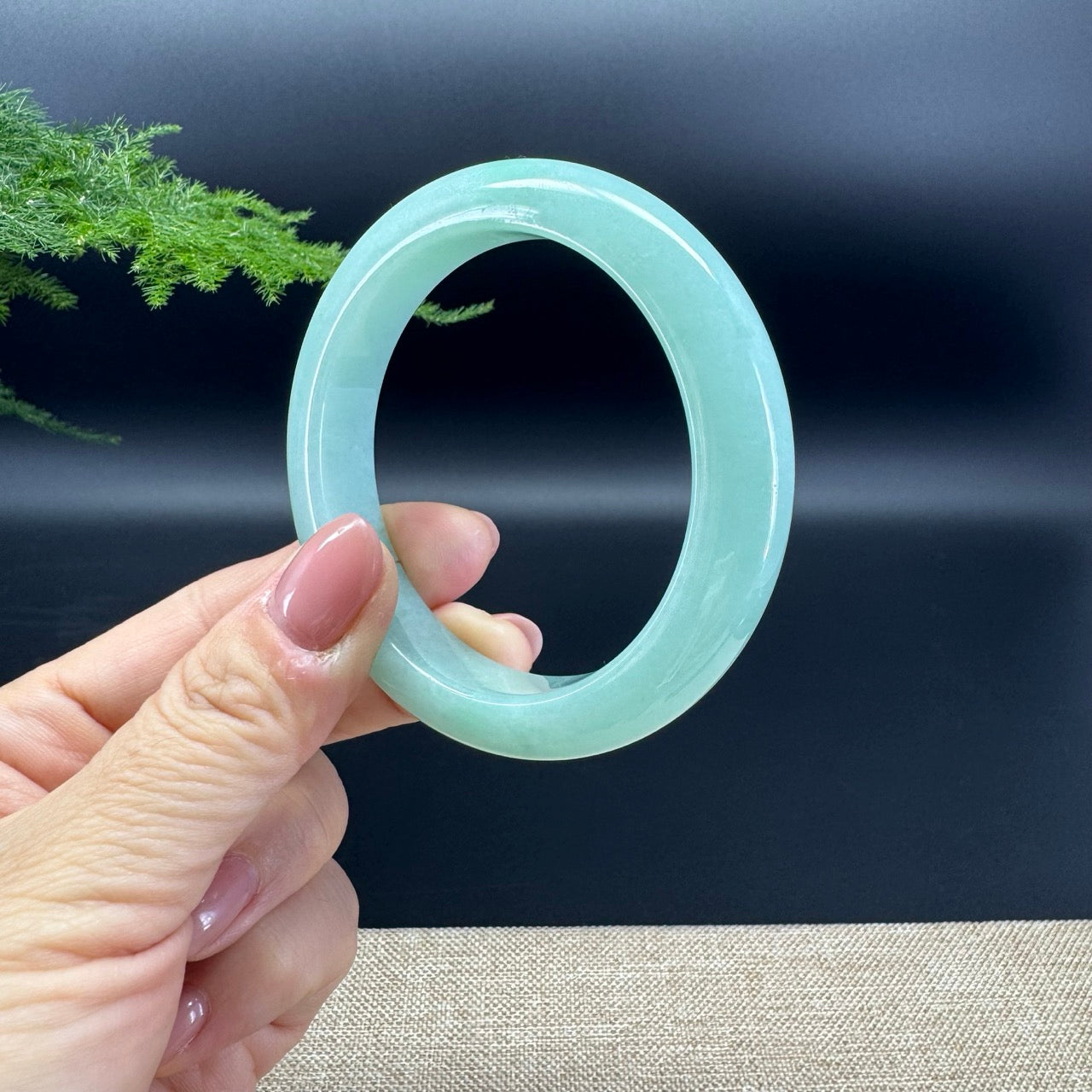 Genuine Burmese Icy Green Jade Jadeite Bangle Bracelet (55.3mm)