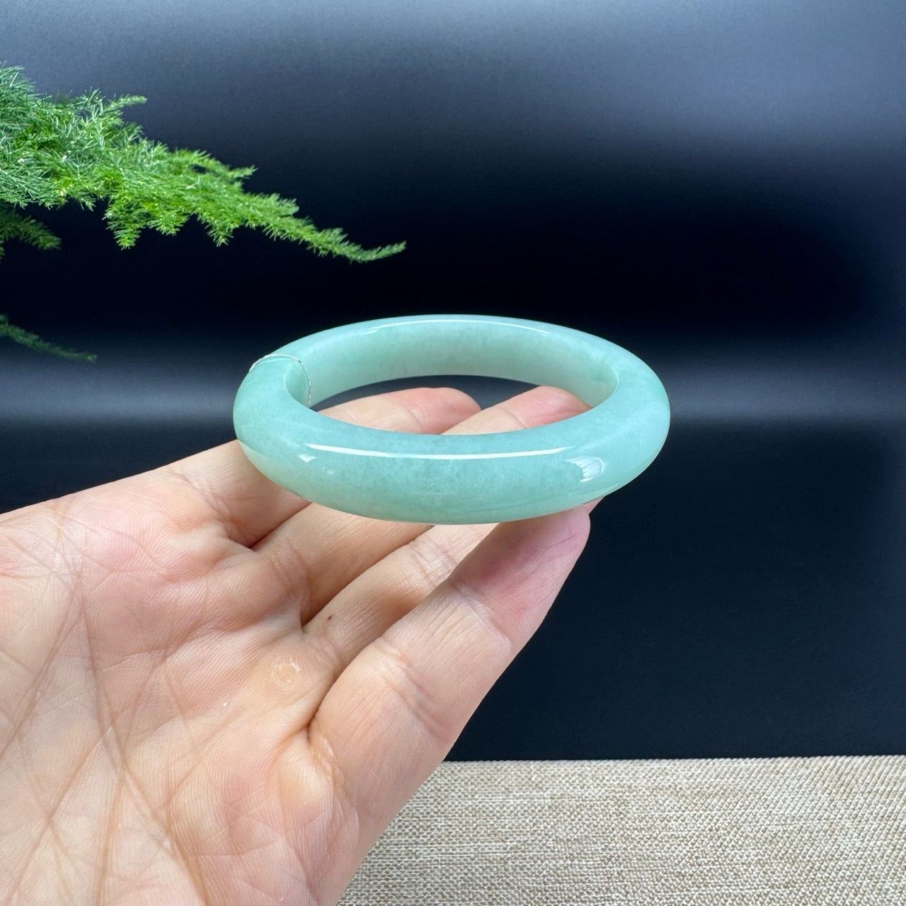 Genuine Burmese Icy Green Jade Jadeite Bangle Bracelet (55.3mm)
