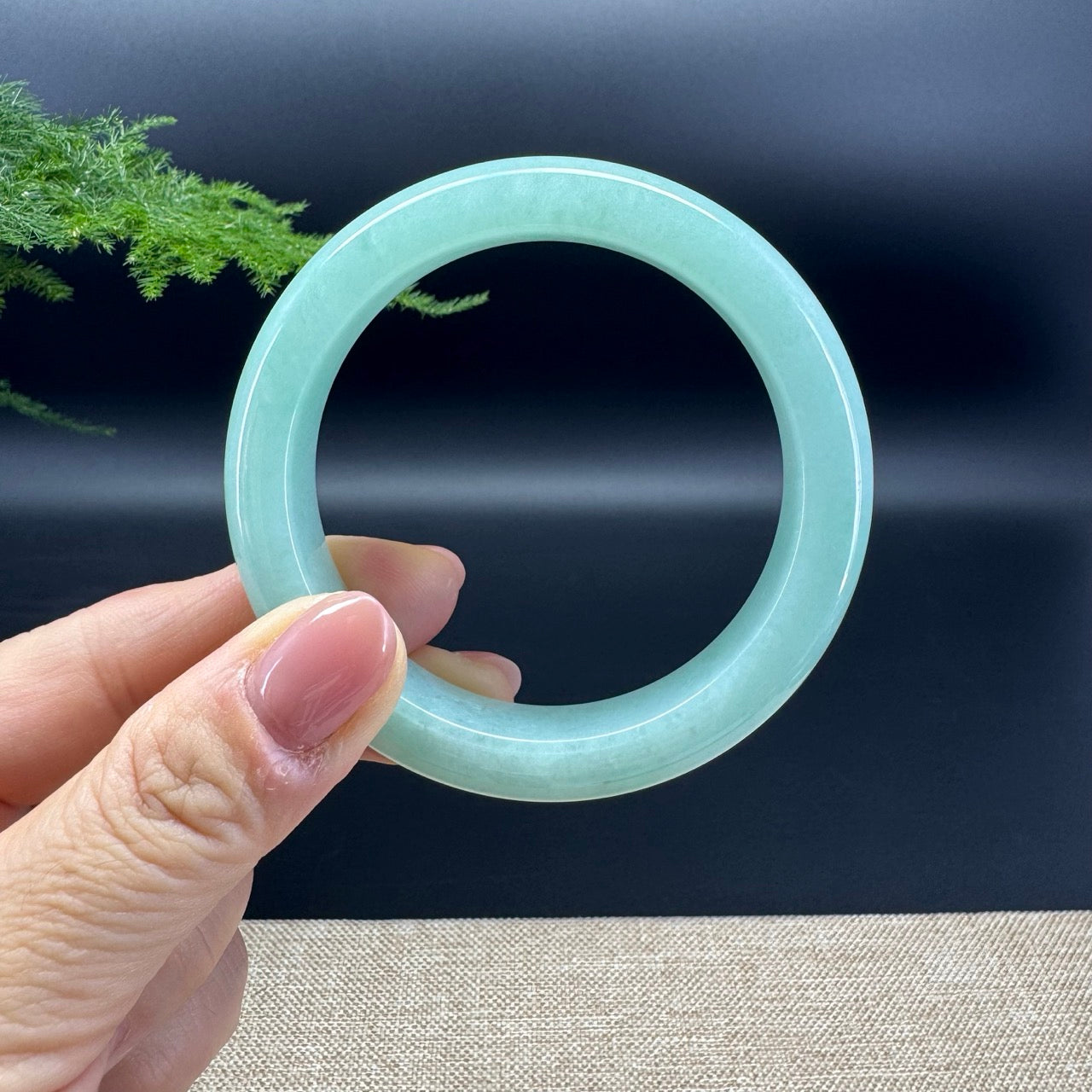 Genuine Burmese Icy Green Jade Jadeite Bangle Bracelet (55.3mm)