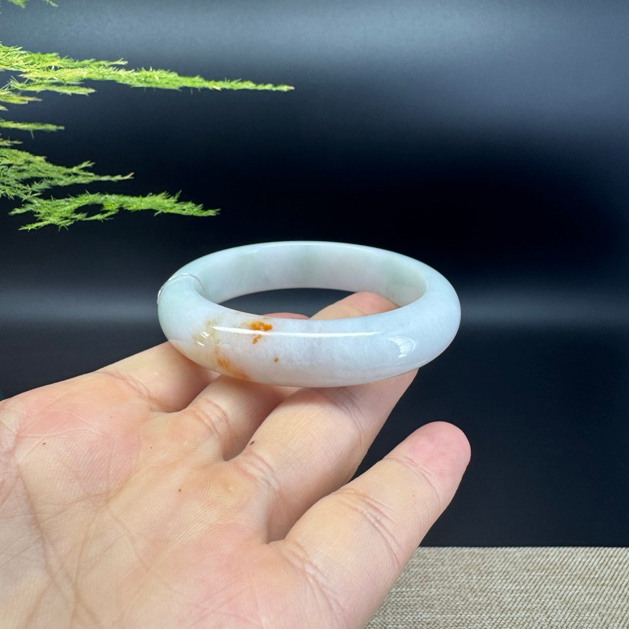 Genuine Burmese Yellow Green Jade Jadeite Bangle Bracelet ( 52.3mm)