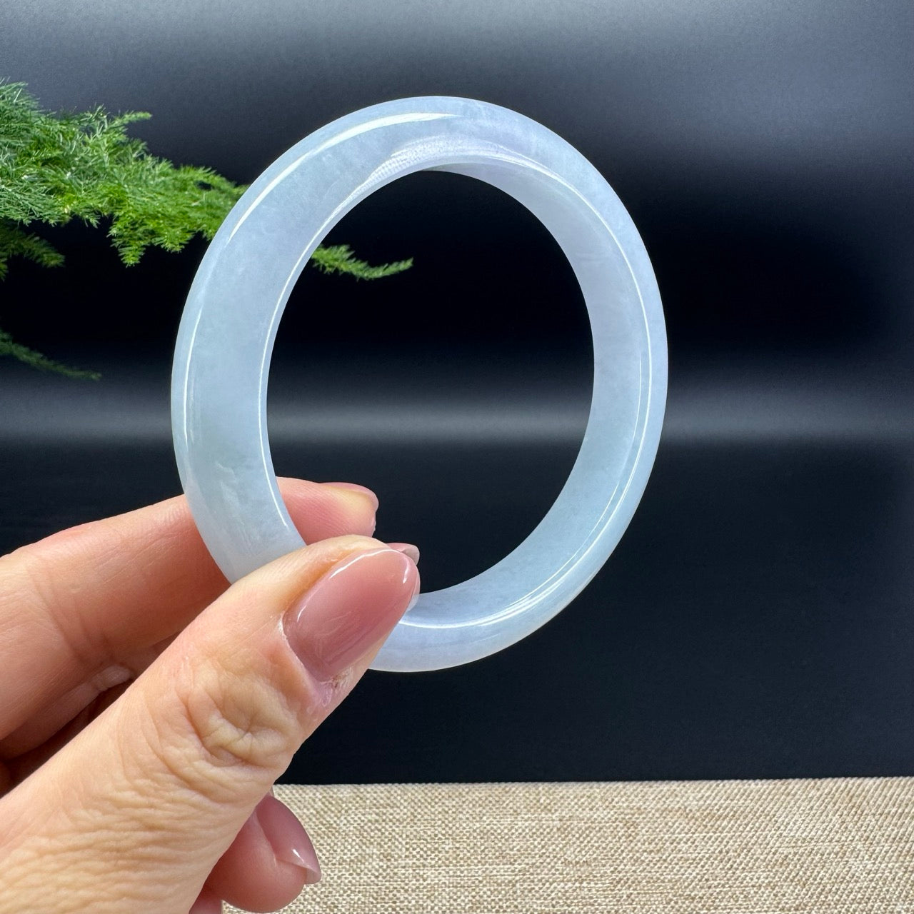 Genuine Burmese Lavender Green Jade Jadeite Bangle Bracelet (62.6mm)