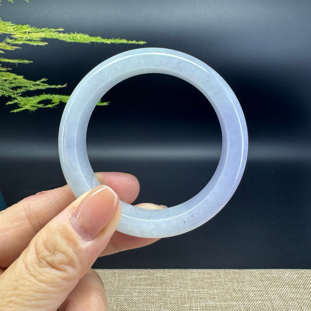 Genuine Burmese Lavender Green Jade Jadeite Bangle Bracelet (52.4mm)