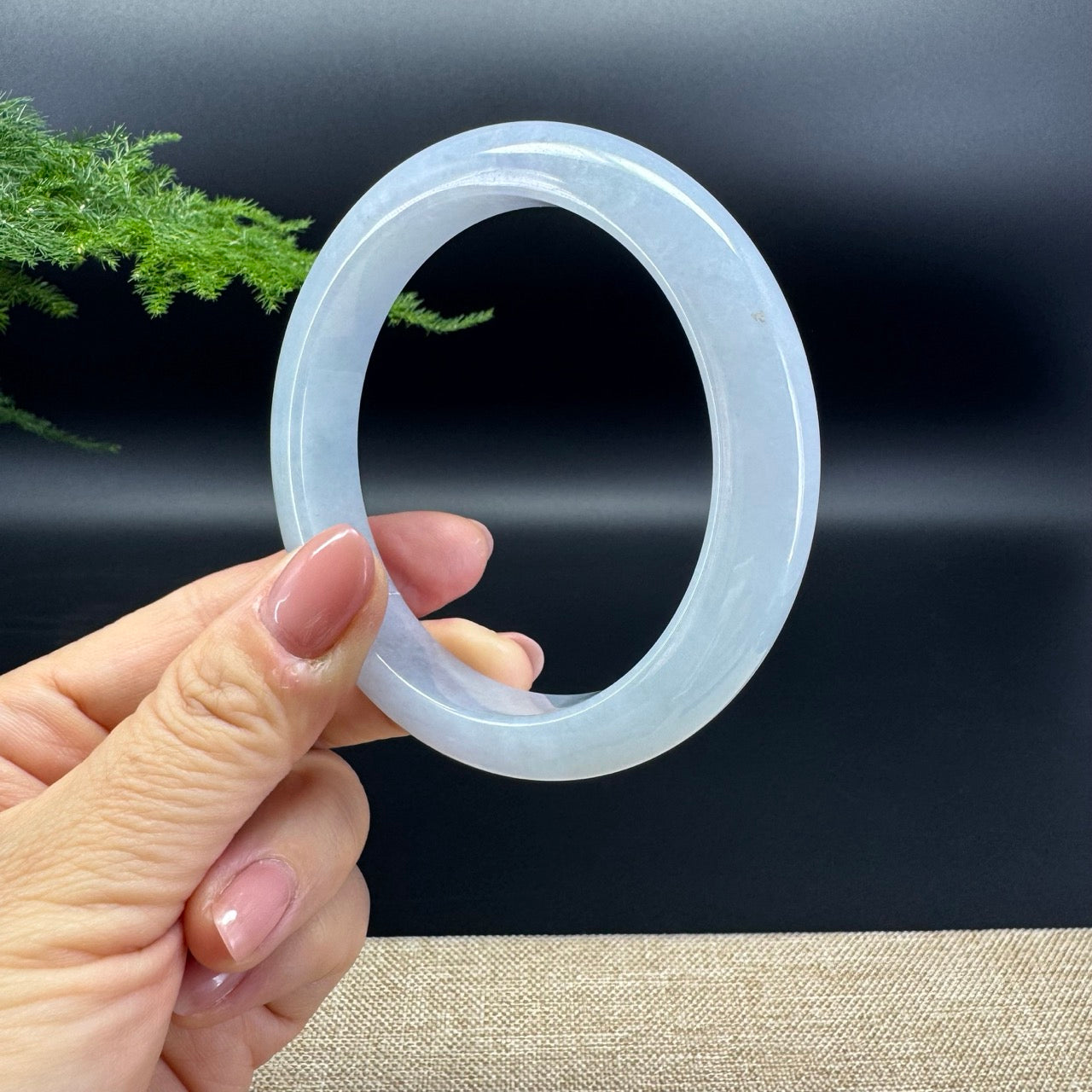 Genuine Burmese Lavender Green Jade Jadeite Bangle Bracelet (62.6mm)