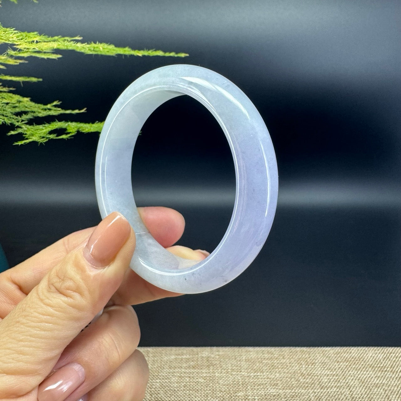 Genuine Burmese Lavender Green Jade Jadeite Bangle Bracelet (52.4mm)