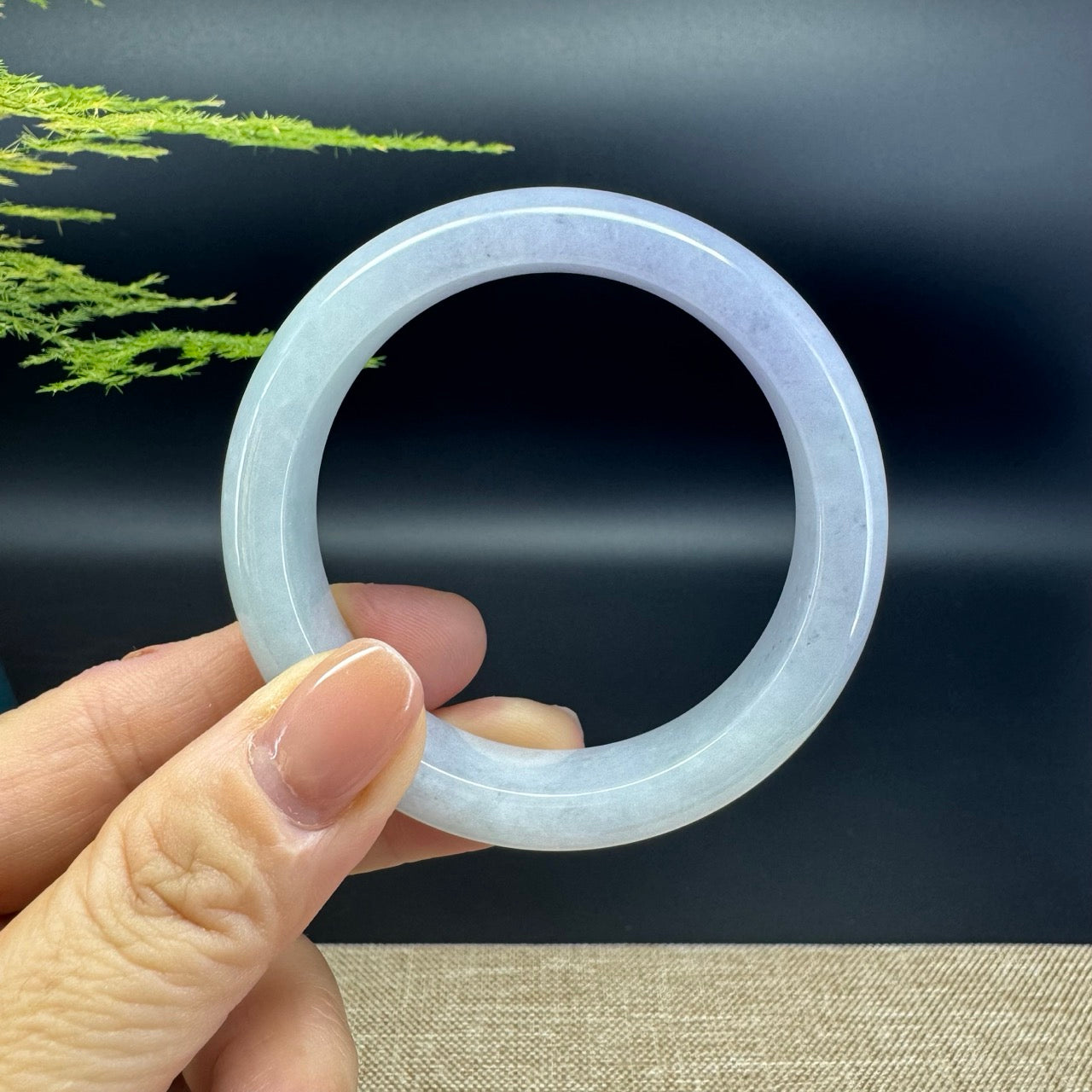 Genuine Burmese Lavender Green Jade Jadeite Bangle Bracelet (52.4mm)