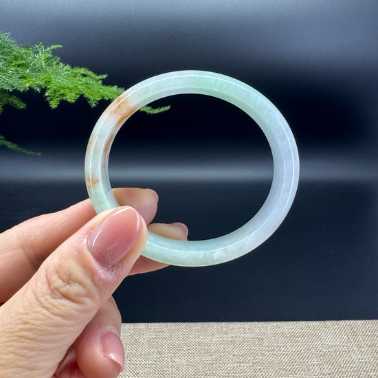 Genuine Burmese Yellow Green Jade Jadeite Bangle Bracelet ( 54.4*48.6mm )