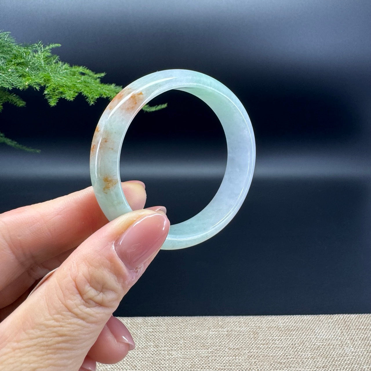 Genuine Burmese Yellow Green Jade Jadeite Bangle Bracelet ( 54.4*48.6mm )