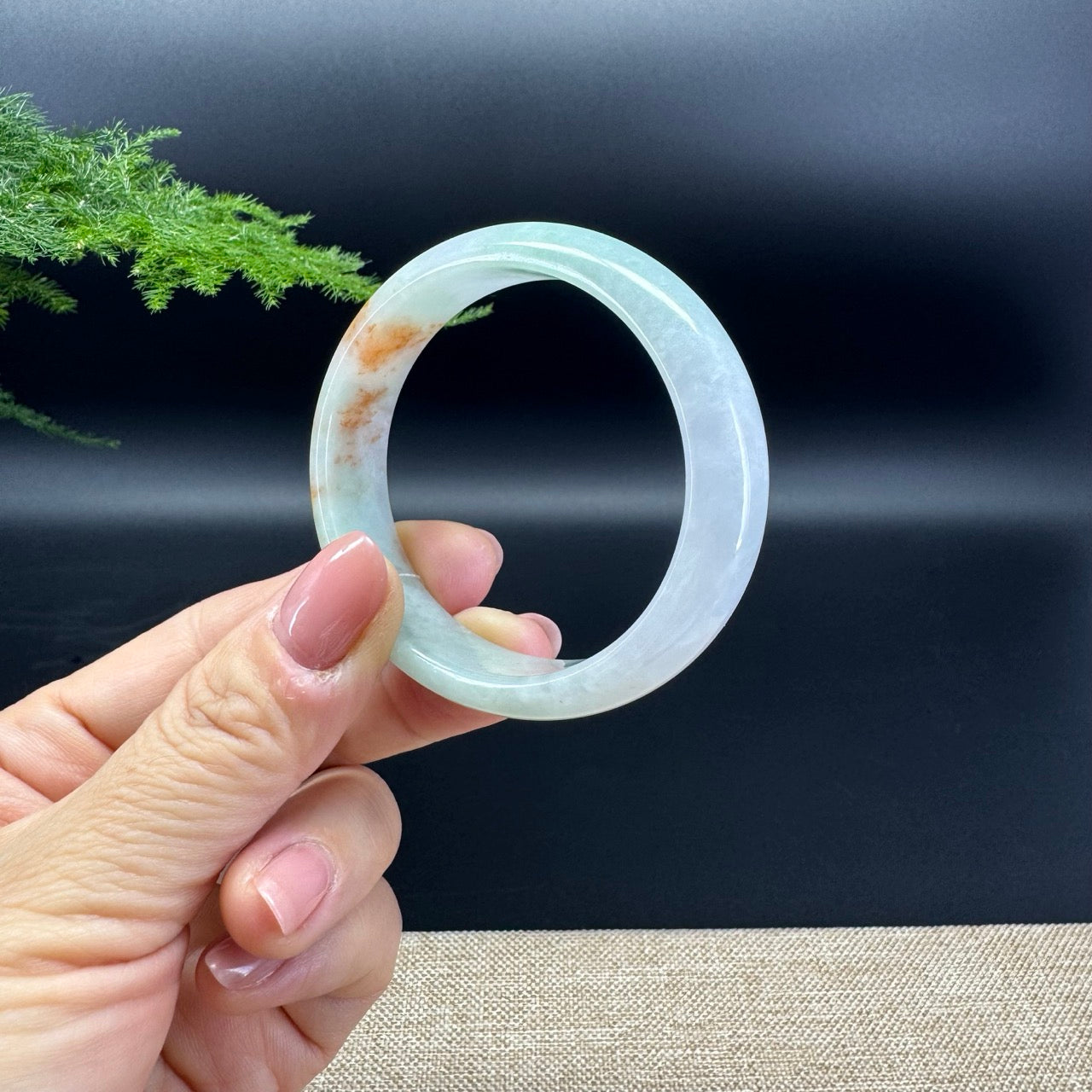 Genuine Burmese Yellow Green Jade Jadeite Bangle Bracelet ( 54.4*48.6mm )