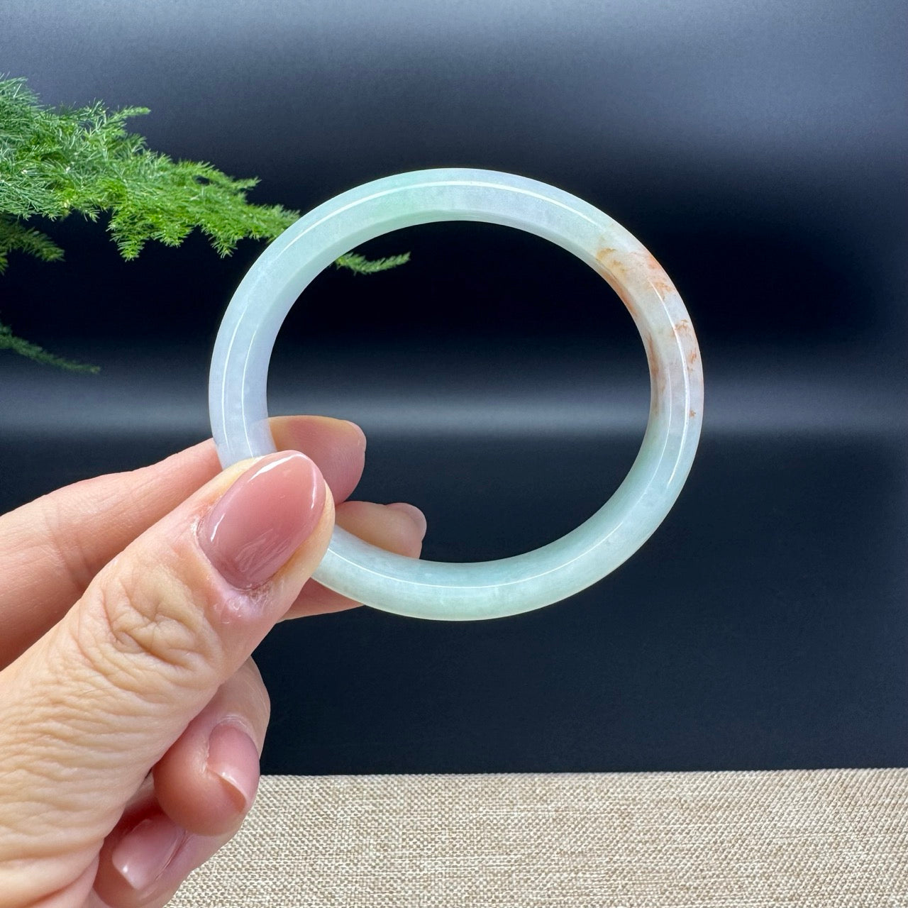 Genuine Burmese Yellow Green Jade Jadeite Bangle Bracelet ( 54.4*48.6mm )