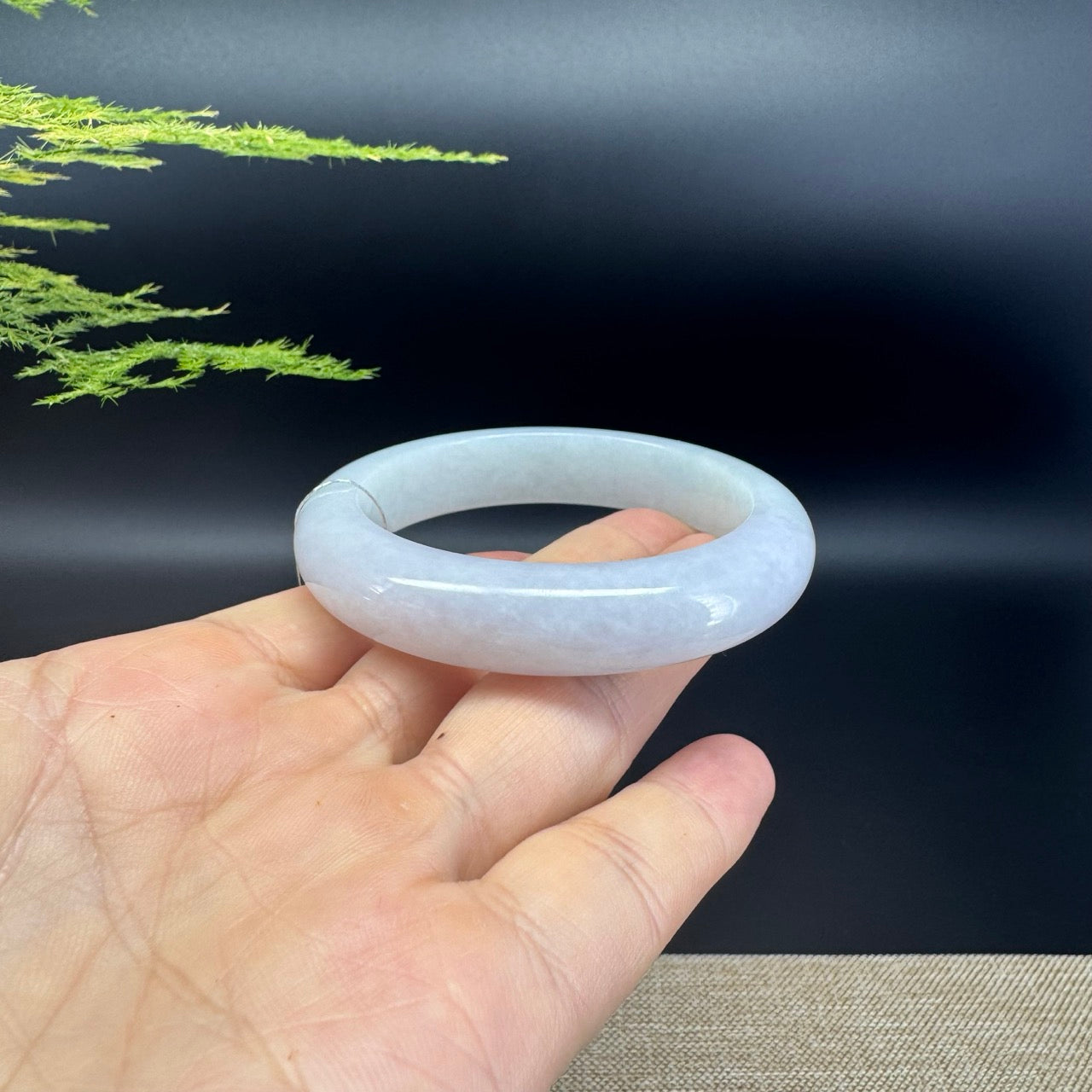 Genuine Burmese Lavender Green Jade Jadeite Bangle Bracelet ( 52.6mm )