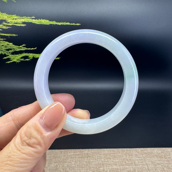 Genuine Burmese Lavender Green Jade Jadeite Bangle Bracelet ( 52.2mm )
