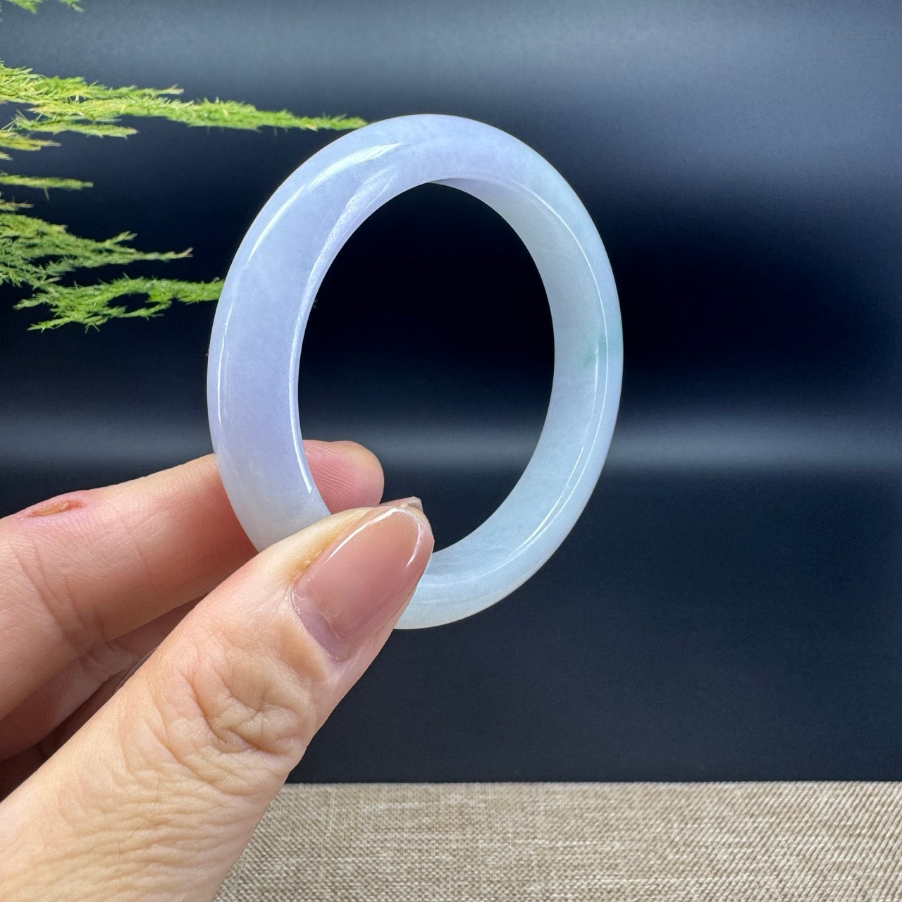 Genuine Burmese Lavender Green Jade Jadeite Bangle Bracelet ( 52.2mm )