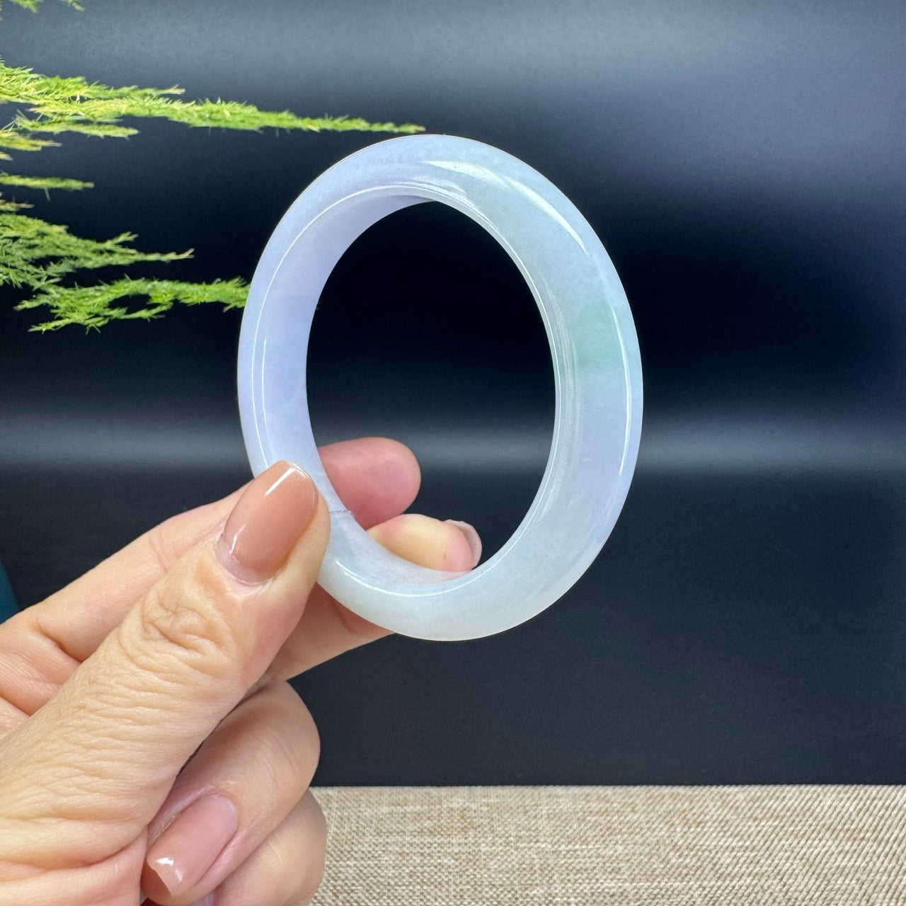 Genuine Burmese Lavender Green Jade Jadeite Bangle Bracelet ( 52.2mm )