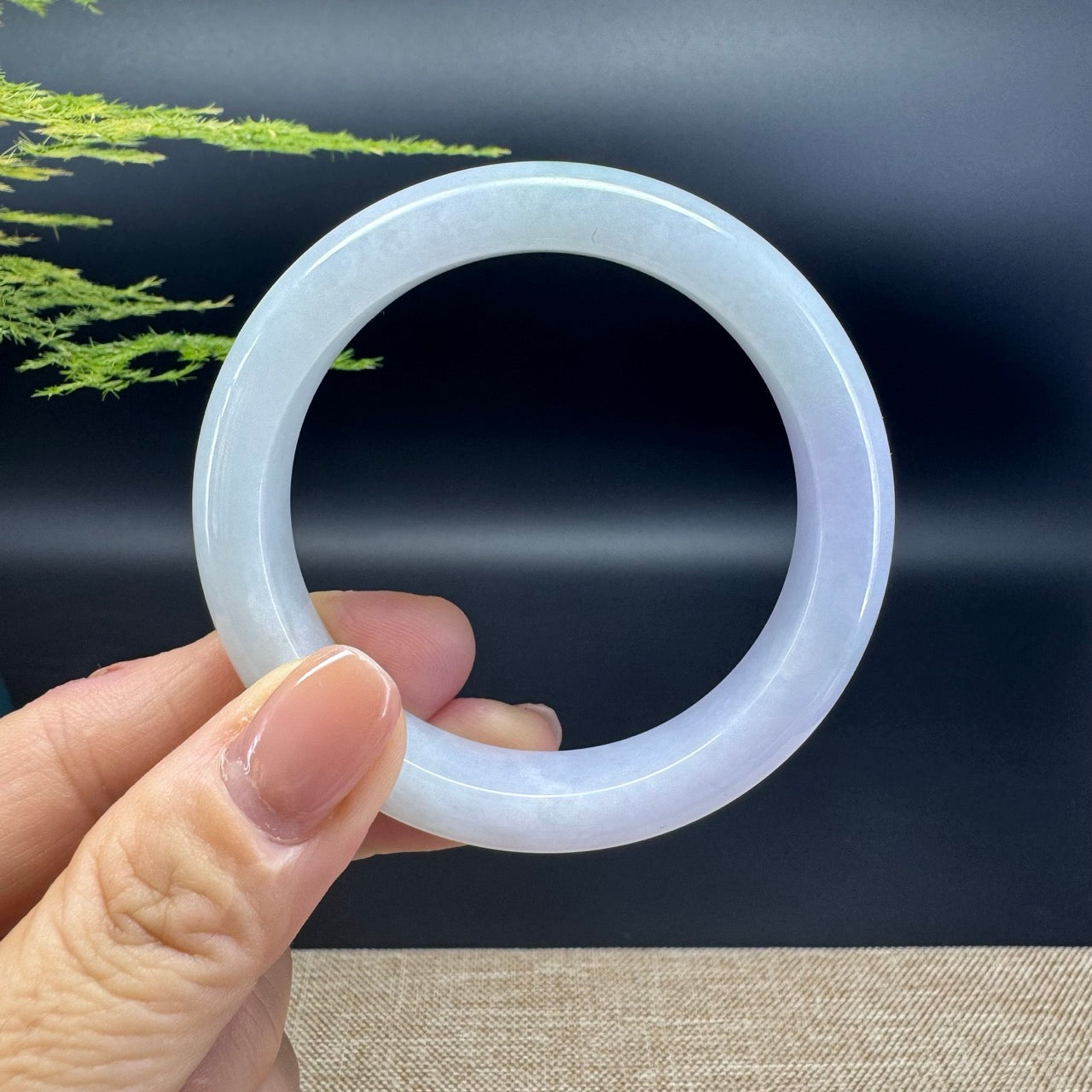 Genuine Burmese Lavender Green Jade Jadeite Bangle Bracelet ( 52.2mm )