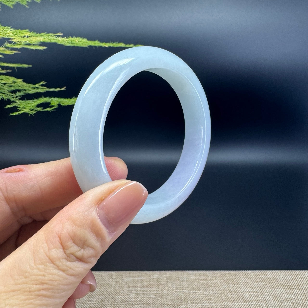 Genuine Burmese Lavender Green  Jade Jadeite Bangle Bracelet ( 52.5mm )