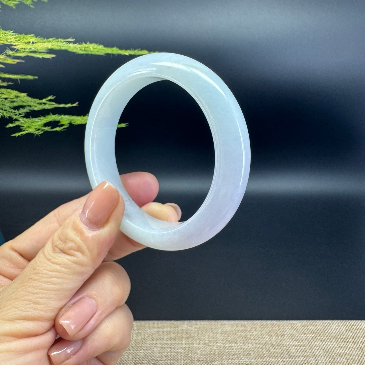 Genuine Burmese Lavender Green  Jade Jadeite Bangle Bracelet ( 52.5mm )