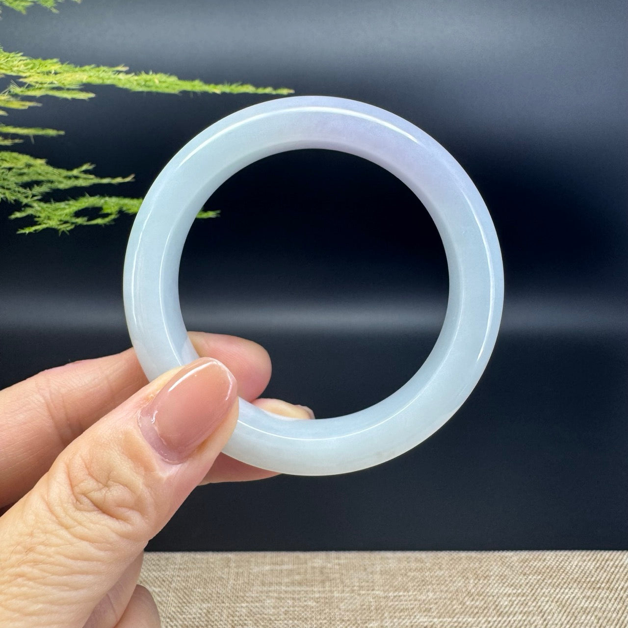 Genuine Burmese Lavender Green  Jade Jadeite Bangle Bracelet ( 52.5mm )
