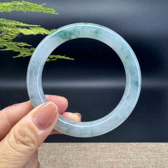 Genuine Burmese Icy Blue Jadeite Jade Bangle Bracelet ( 59.4mm )
