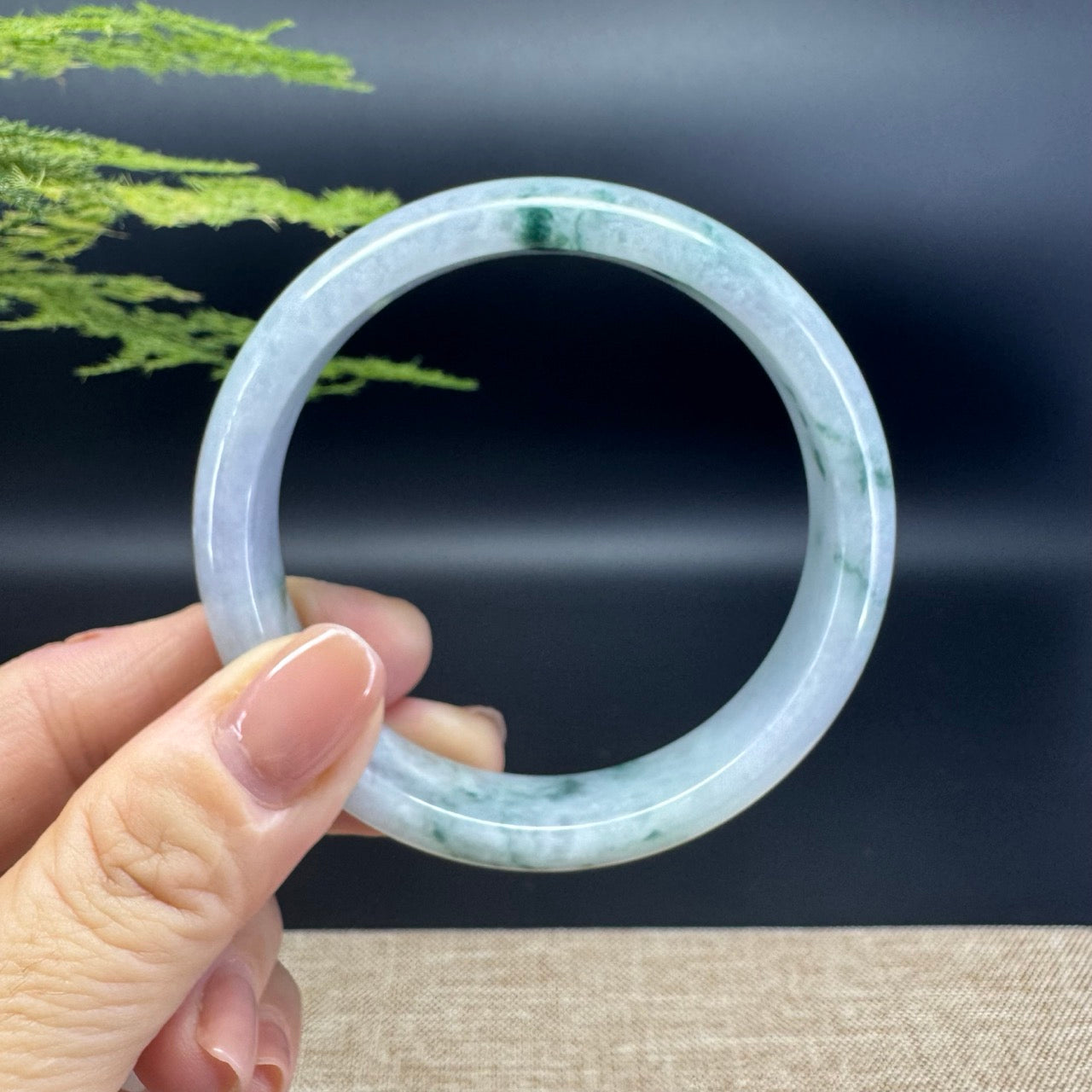 Genuine Burmese Lavender  Blue Jade Jadeite Bangle Bracelet ( 59.8mm )