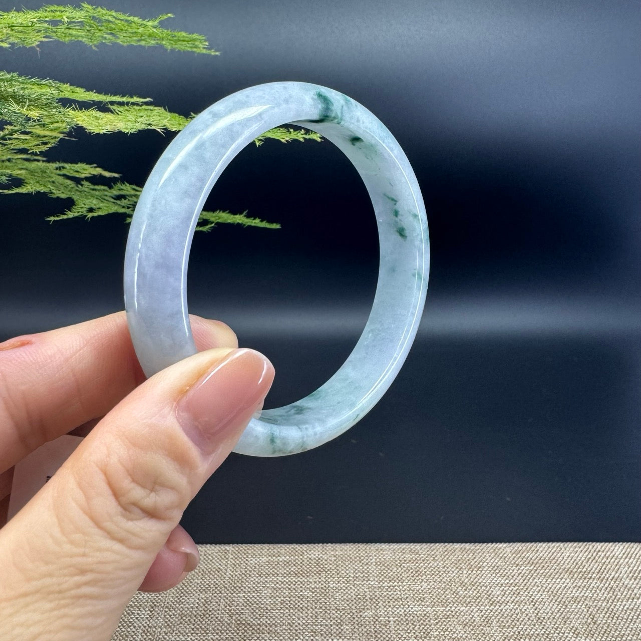 Genuine Burmese Lavender  Blue Jade Jadeite Bangle Bracelet ( 59.8mm )