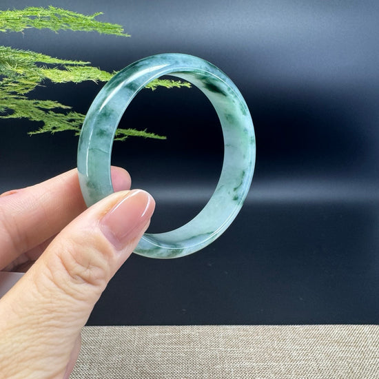 Genuine Burmese Icy Blue Green Jade Jadeite Bangle Bracelet ( 59.3mm )
