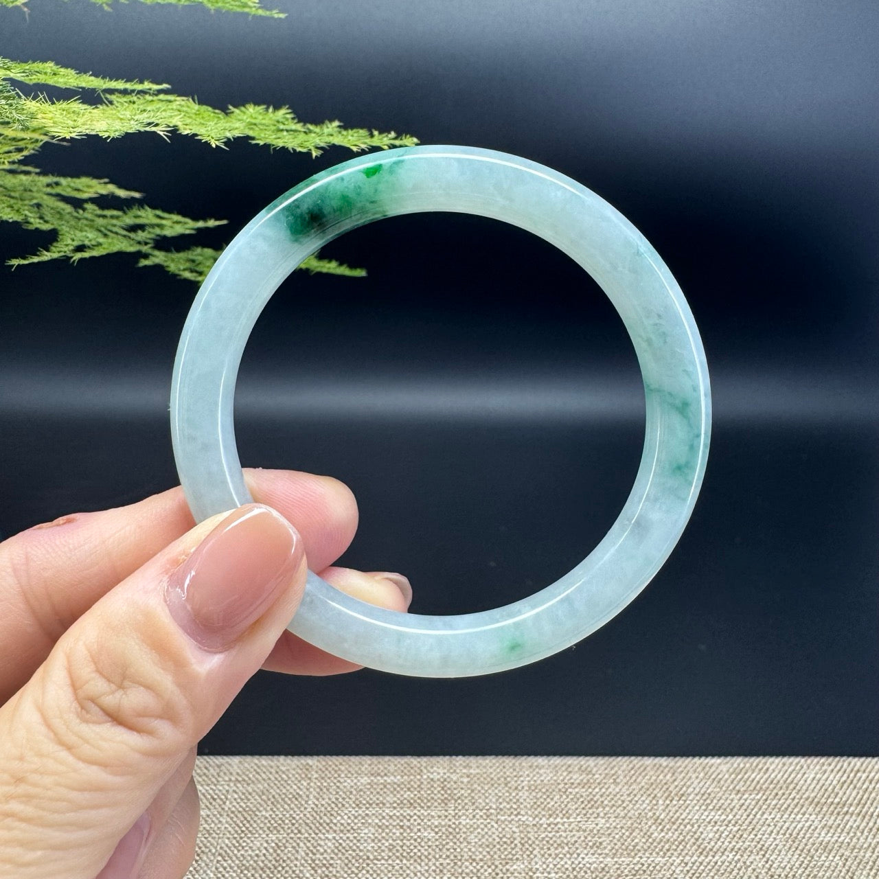 Genuine Burmese Icy Green Jade Jadeite Bangle Bracelet ( 52.8mm )