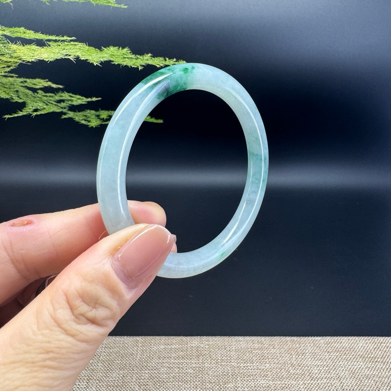 Genuine Burmese Icy Green Jade Jadeite Bangle Bracelet ( 52.8mm )