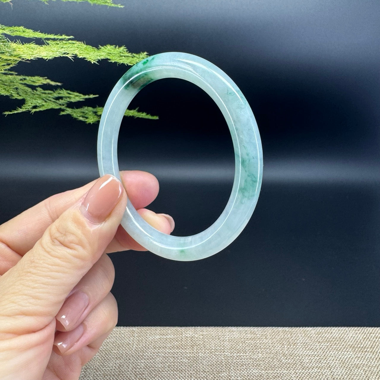Genuine Burmese Icy Green Jade Jadeite Bangle Bracelet ( 52.8mm )