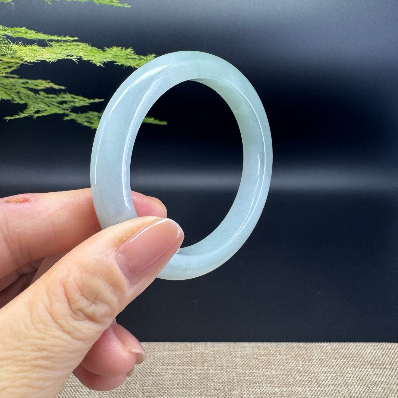 Genuine Burmese Light Green Jade Jadeite Bangle Bracelet ( 52.1mm )