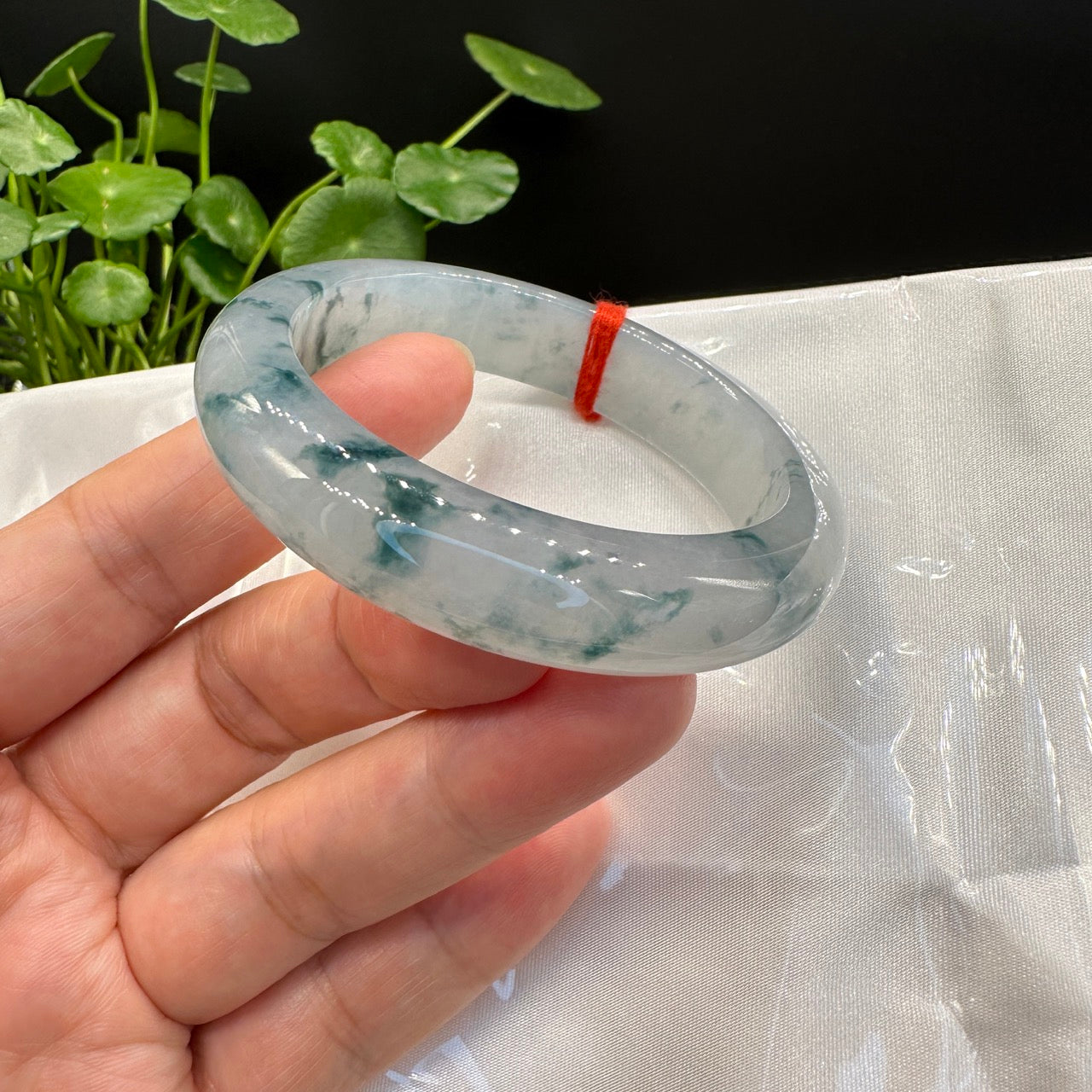 Genuine Burmese High-end Jade Jadeite Oval Bangle Bracelet ( 54.4mm )( Collectibles )