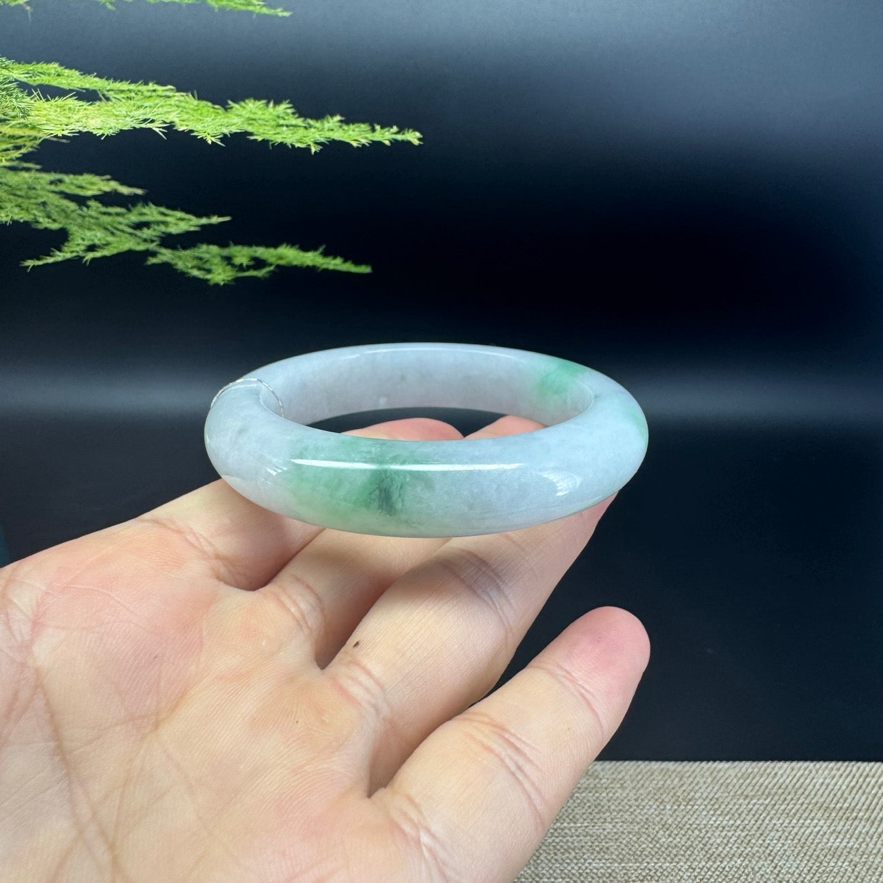 Genuine Burmese Icy Green Jade Jadeite Bangle Bracelet ( 51.6mm )