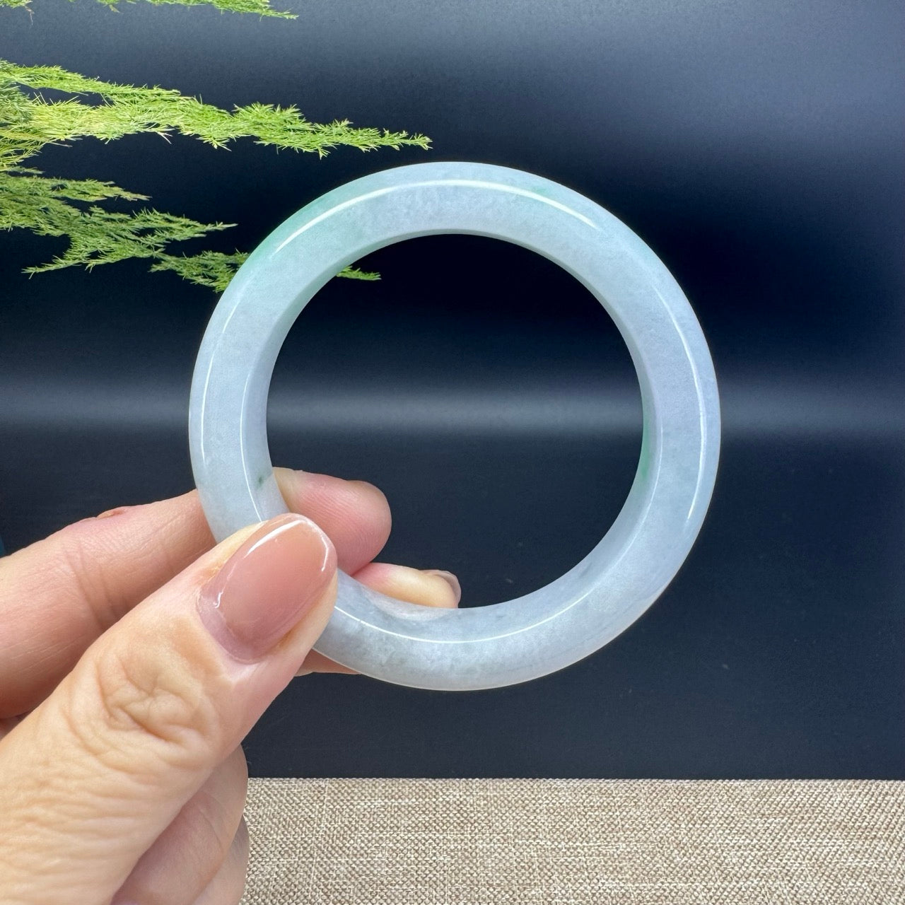 Genuine Burmese Icy Green Jade Jadeite Bangle Bracelet ( 51.6mm )