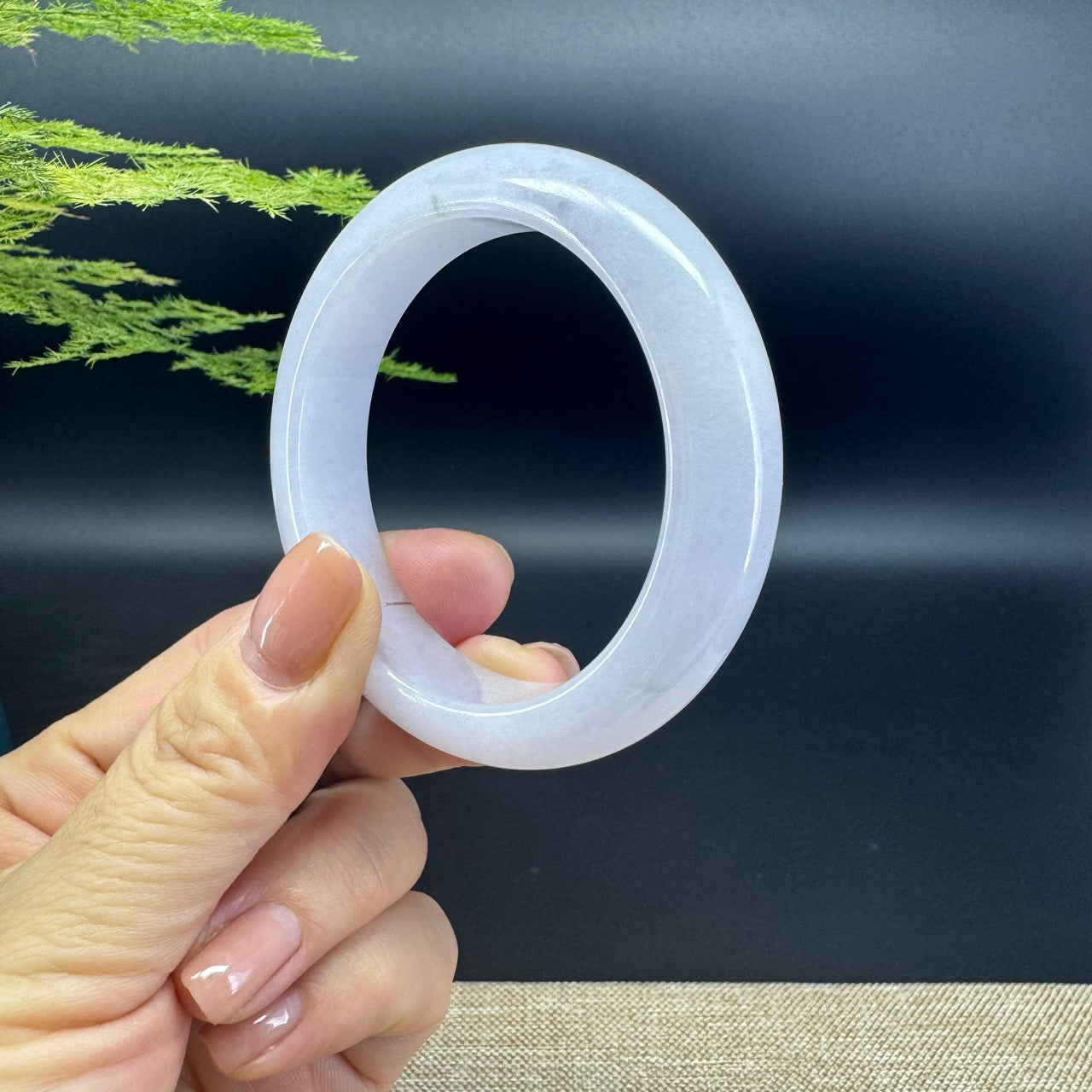 Genuine Burmese Light Lavender Jade Jadeite Bangle Bracelet (51.2mm)