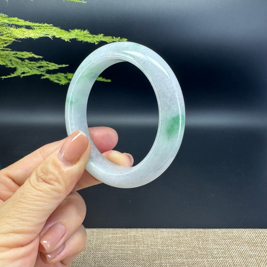 Genuine Burmese Lavender Green Jade Jadeite Bangle Bracelet ( 52.4mm )