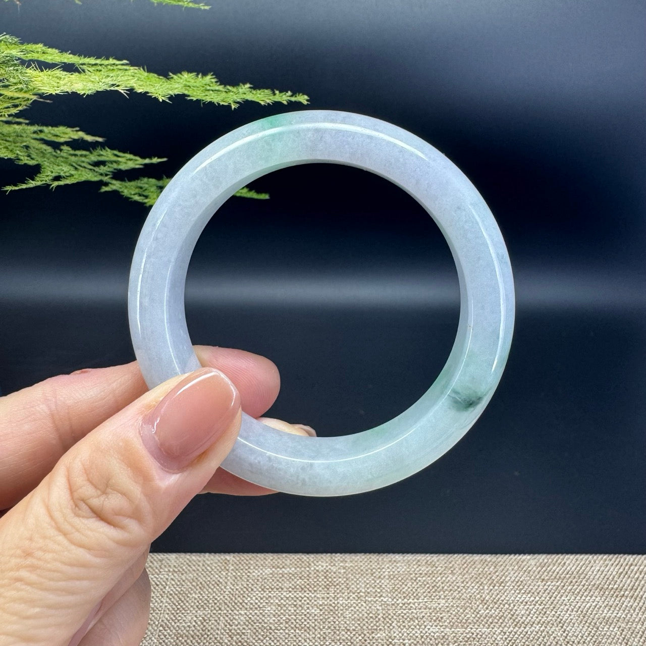 Genuine Burmese Lavender Green Jade Jadeite Bangle Bracelet ( 52.4mm )