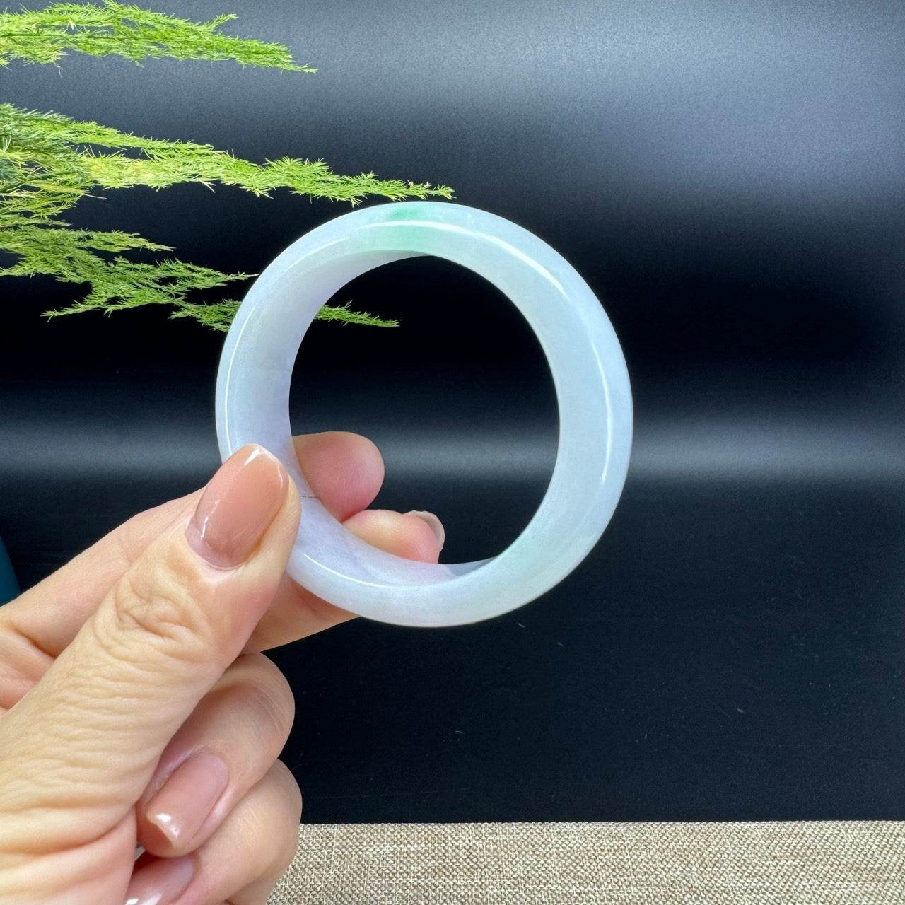 Genuine Burmese Lavender Green Jade Jadeite Bangle Bracelet ( 51.7*45.9mm )