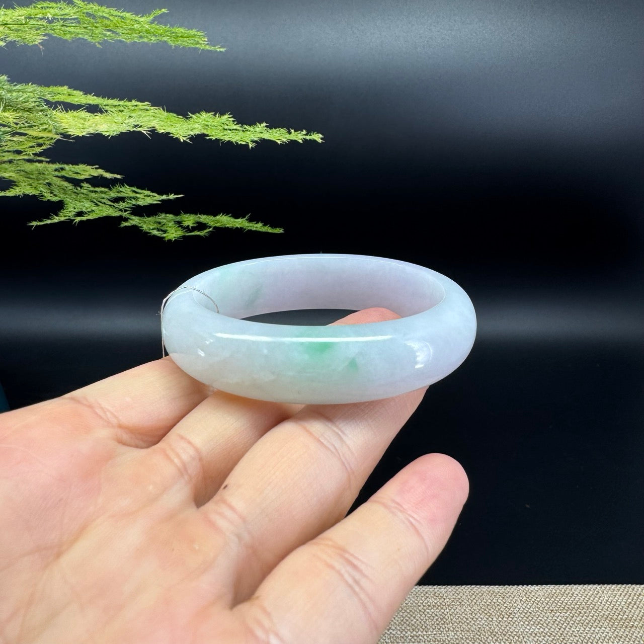 Genuine Burmese Lavender Green Jade Jadeite Bangle Bracelet ( 51.7*45.9mm )