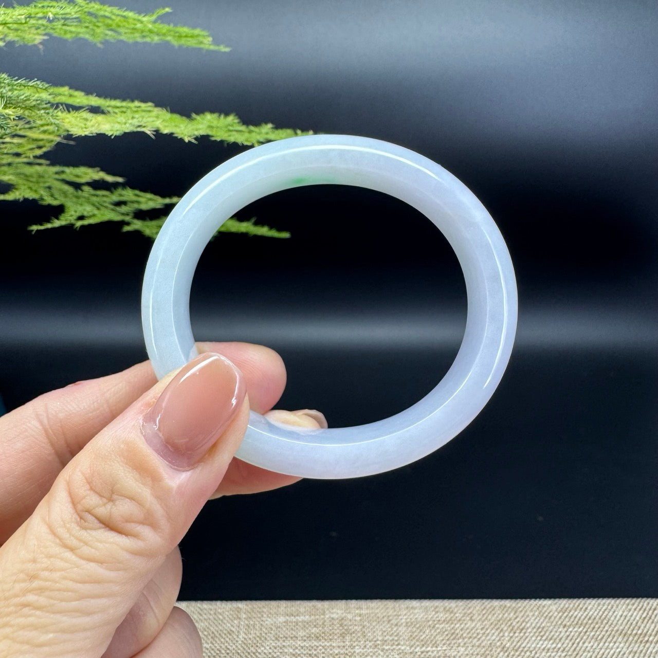 Genuine Burmese Lavender Green Jade Jadeite Bangle Bracelet ( 51.7*45.9mm )