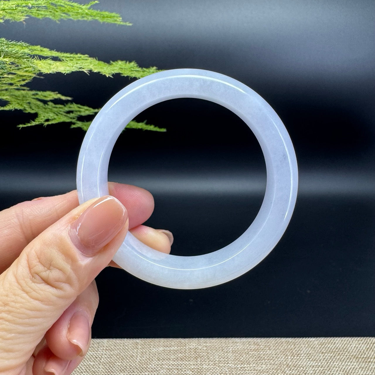 Genuine Burmese Lavender Green Jade Jadeite Bangle Bracelet ( 52.5mm )