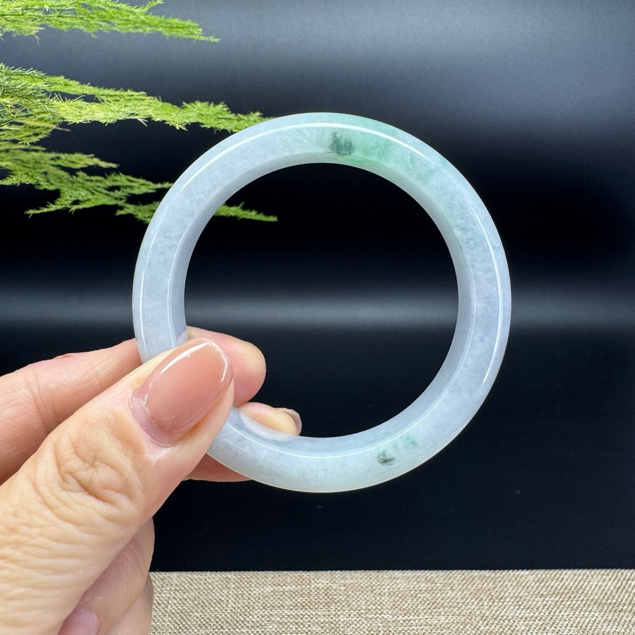 Genuine Burmese Icy Green Jadeite Jade Bangle Bracelet ( 52.5mm )