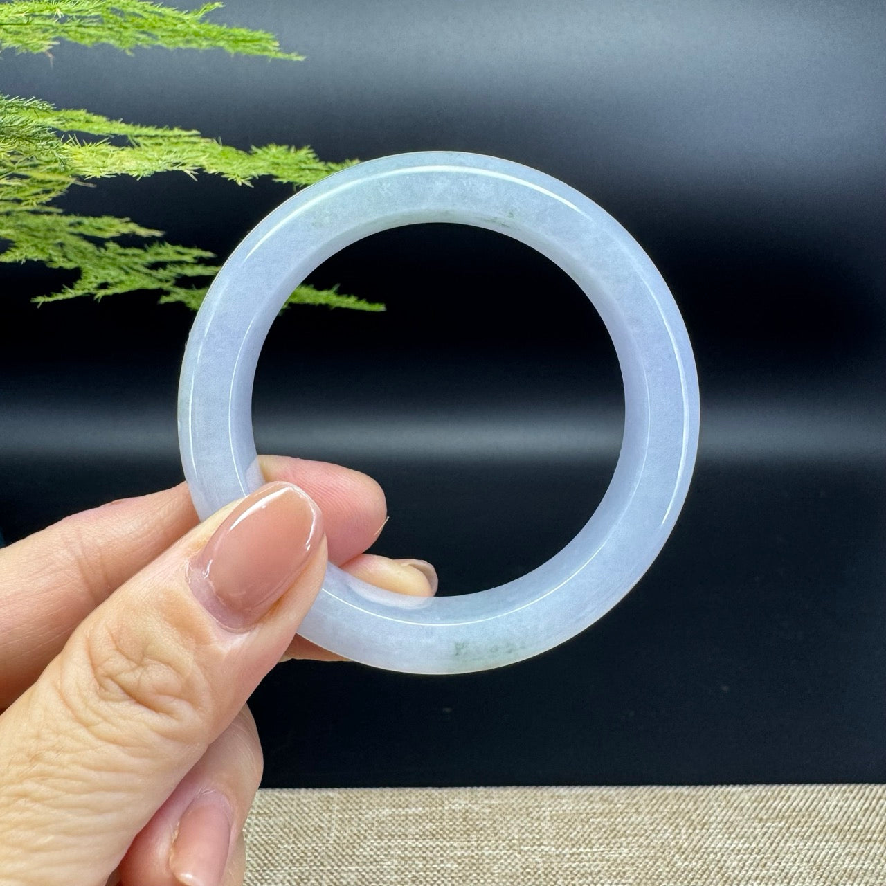 Genuine Burmese Icy Green Jadeite Jade Bangle Bracelet ( 52.5mm )