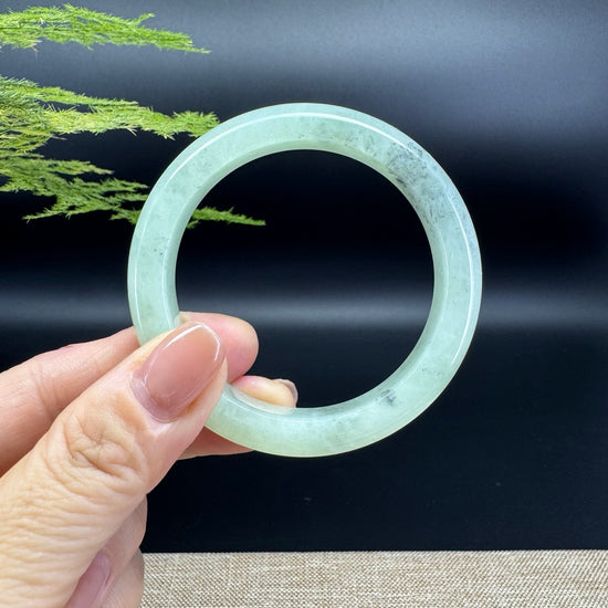 Genuine Burmese Green Black Jade Jadeite Bangle Bracelet (52.5mm)