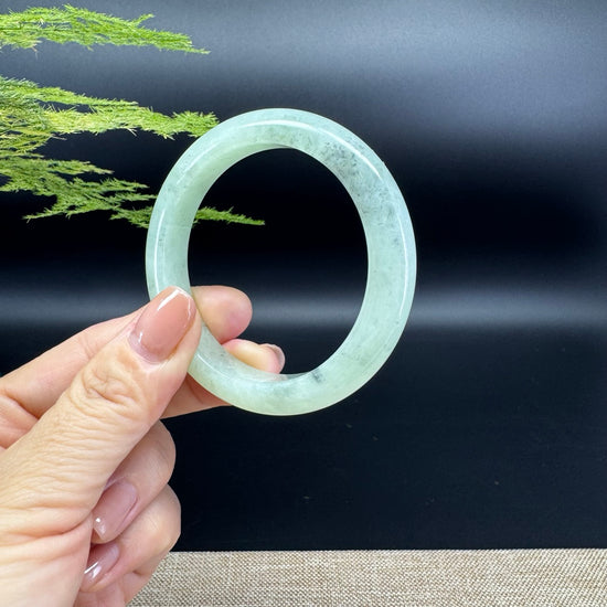 Genuine Burmese Green Black Jade Jadeite Bangle Bracelet (52.5mm)