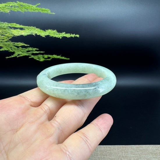 Genuine Burmese Green Black Jade Jadeite Bangle Bracelet (52.5mm)