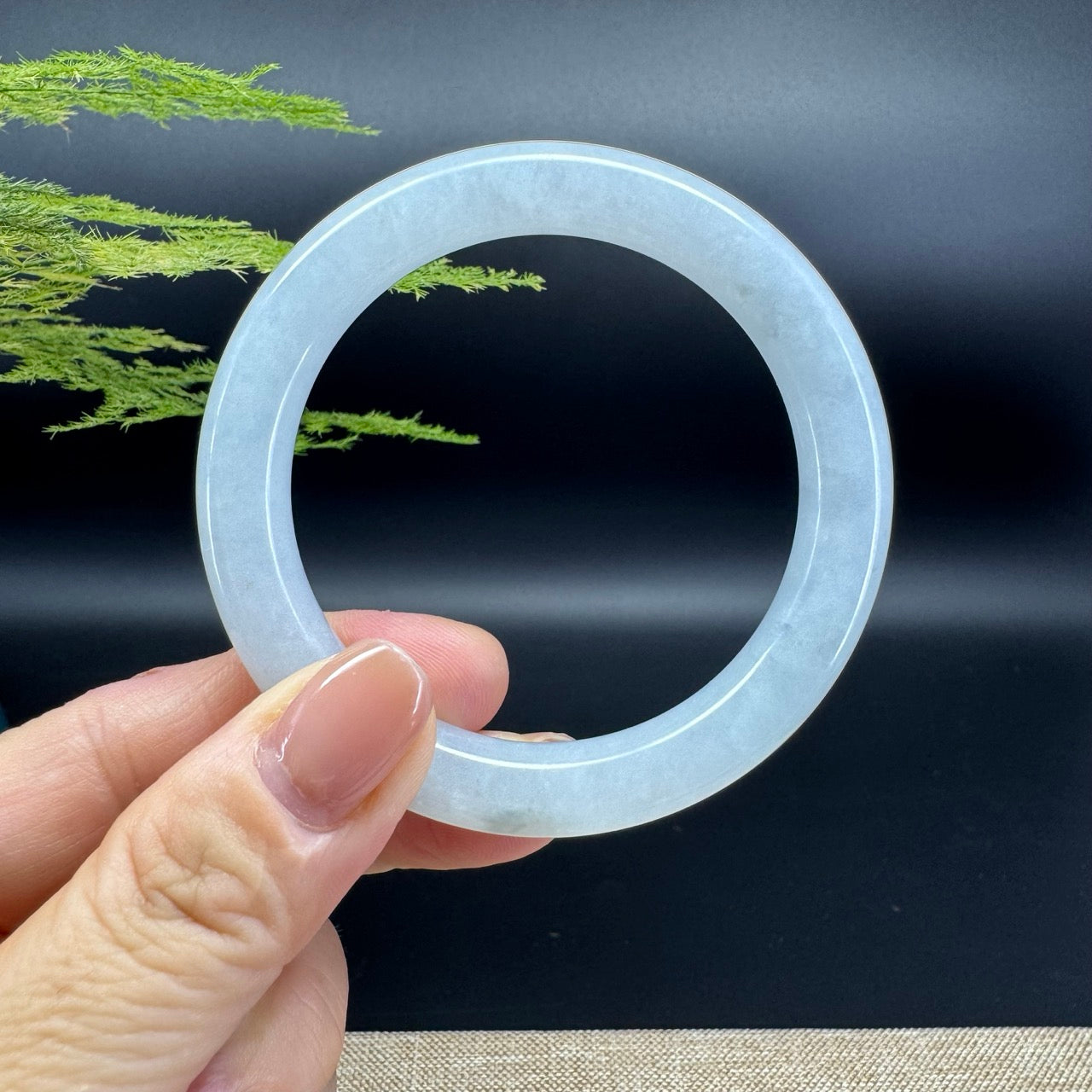 Genuine Burmese Icy Green Jadeite Jade Bangle Bracelet ( 52.6mm )