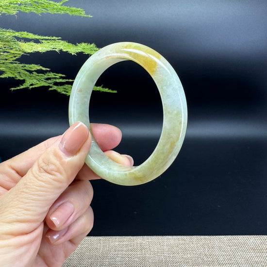 Genuine Burmese Yellow Green Jade Jadeite Bangle Bracelet ( 52.7mm )