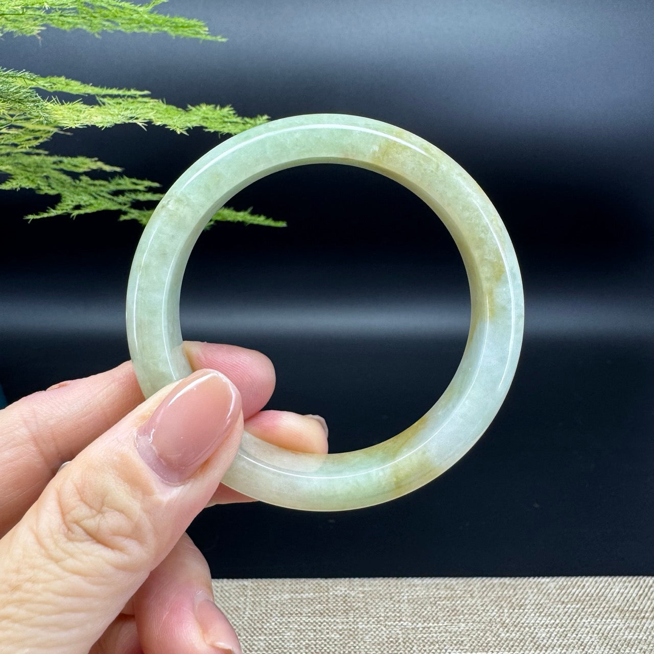 Genuine Burmese Yellow Green Jade Jadeite Bangle Bracelet ( 52.7mm )