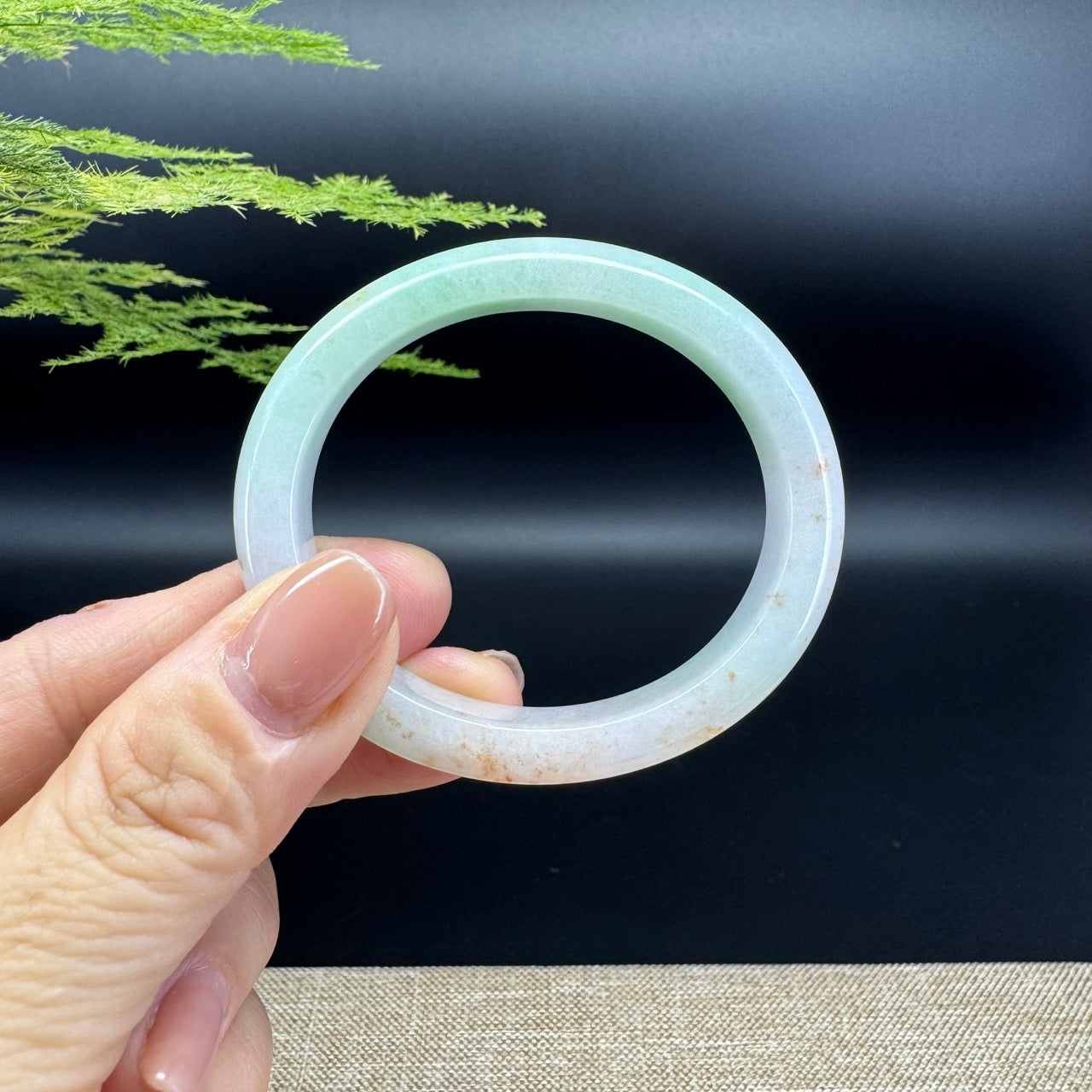 Genuine Burmese Ice Green Jade Jadeite Bangle Bracelet ( 50.4*43.3mm )