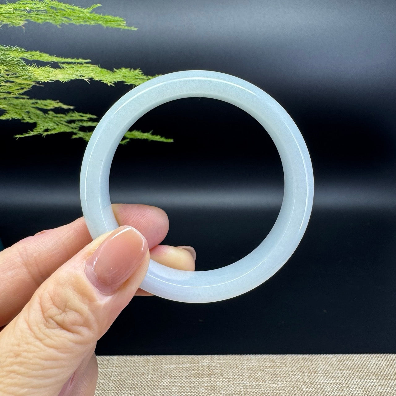 Genuine Burmese Lavender Green Jade Jadeite Bangle Bracelet ( 52.4mm )