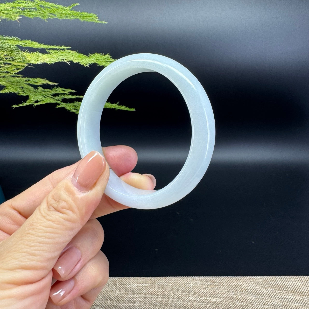 Genuine Burmese Lavender Green Jade Jadeite Bangle Bracelet ( 52.4mm )